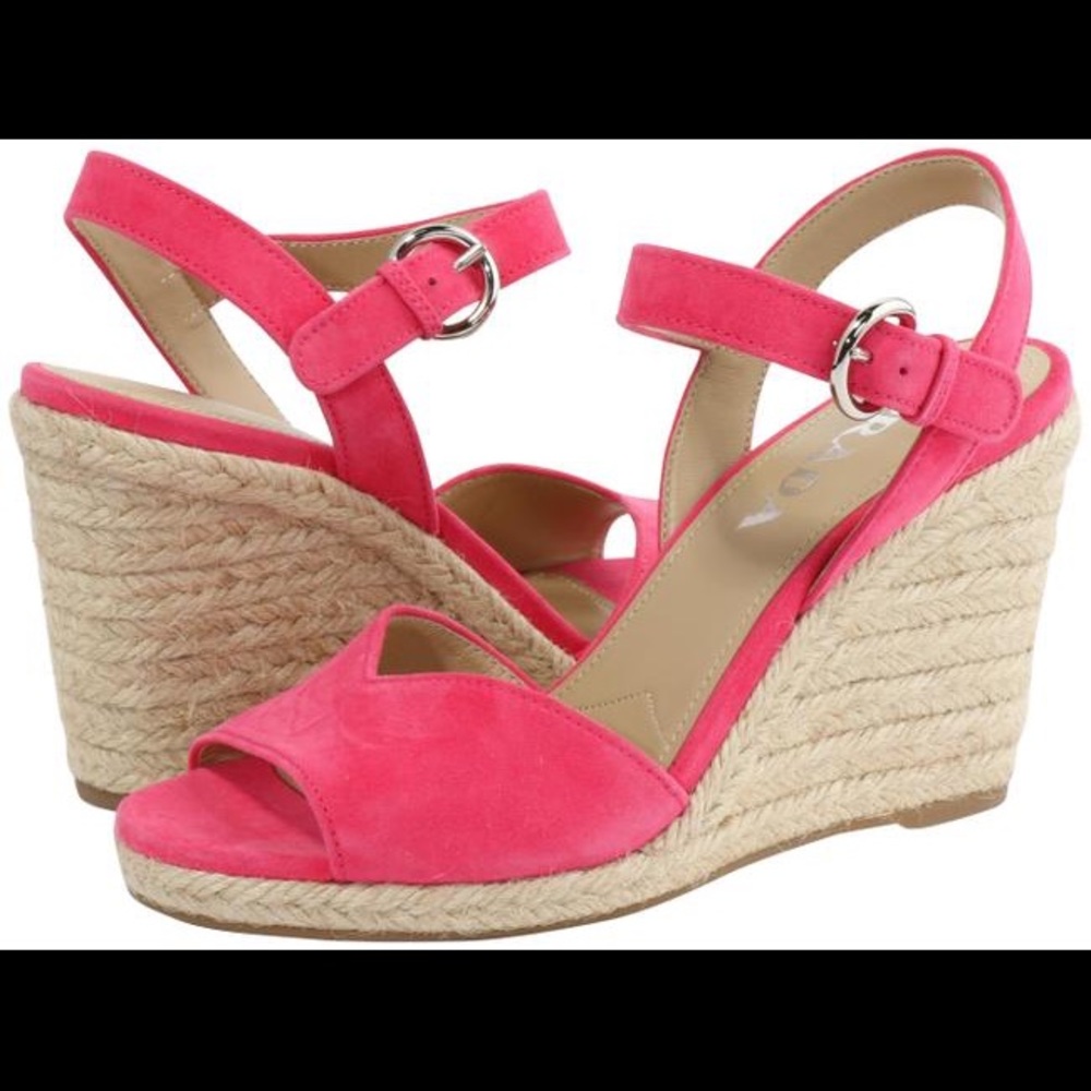 Prada pink wedges